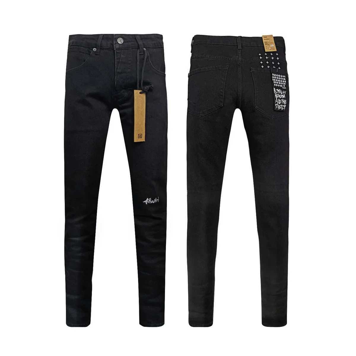Cross Jeans Men fashion American High Street Black Casual letter embroidery Pants Stretch Skinny Ripped Frayed Jeans X250227