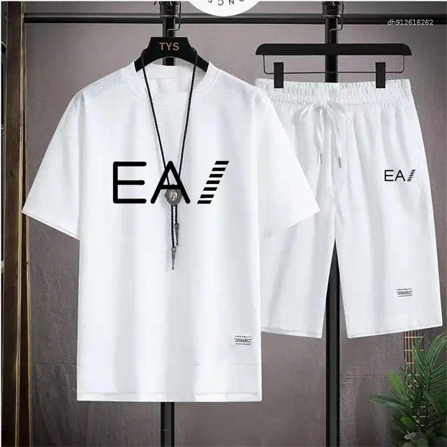 Men's Tracksuits Summer Breathable Waffle Set Crewneck Short Sleeve Track Shorts Two-piece Printed With Letters EA1