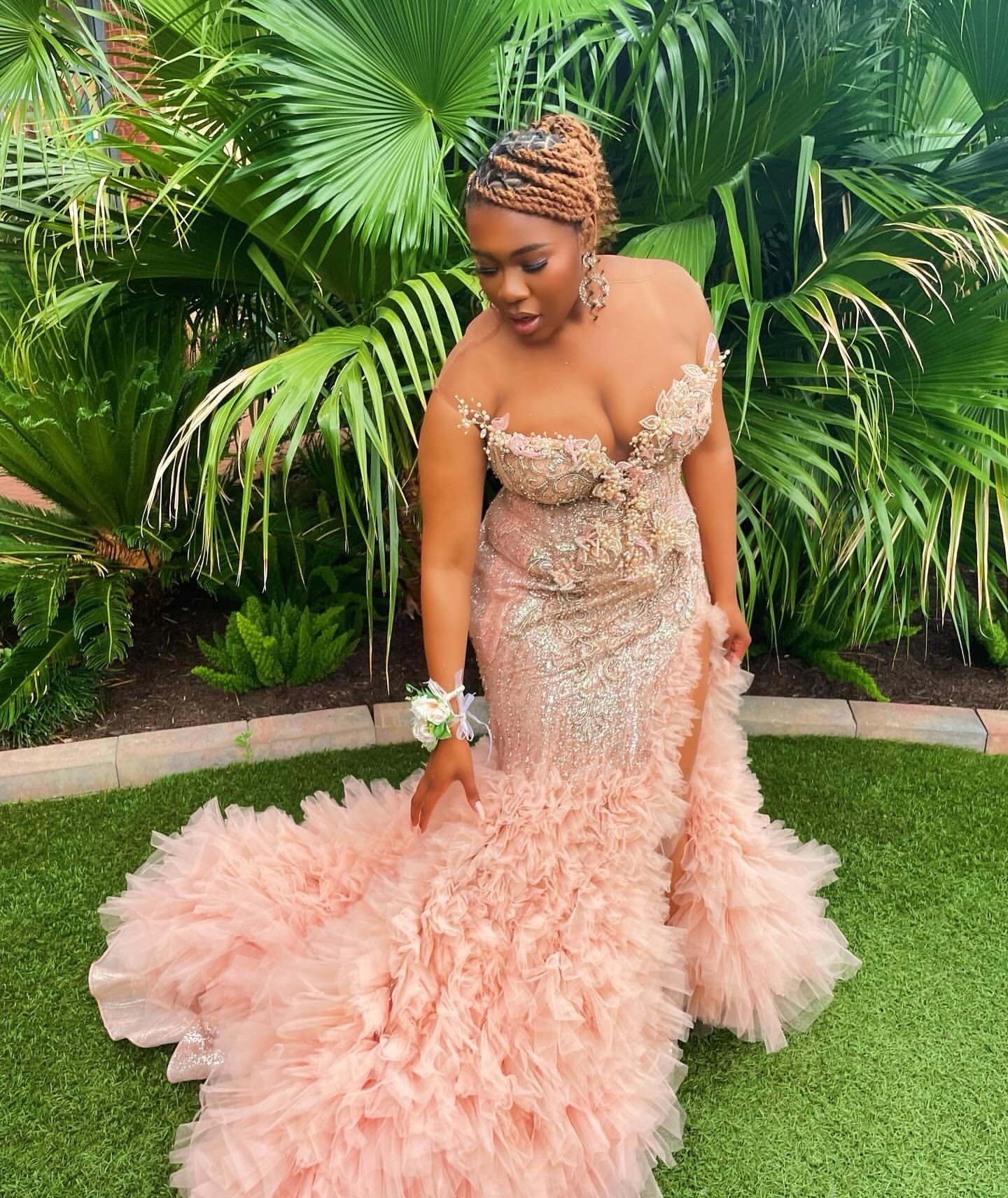 Ebi Aso Mermaid Pink Prom Dresses Illusion Lace Beaded Rals Evening Formal Party Second Birthday Engagement Gowns Plus Size Dress For Special