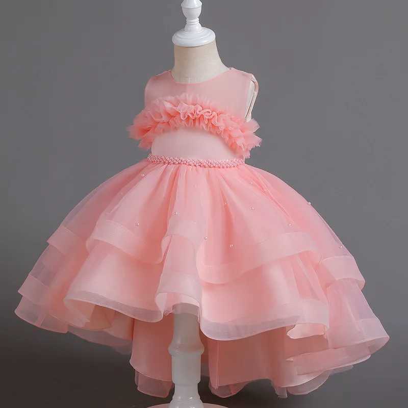 Girl's Dresses Solid Color Girl Evening Ball Gown Mesh Sleeveless Party Dress for Kids Baby Summer Children Cake Party Dress 3-12Years Y250227D94