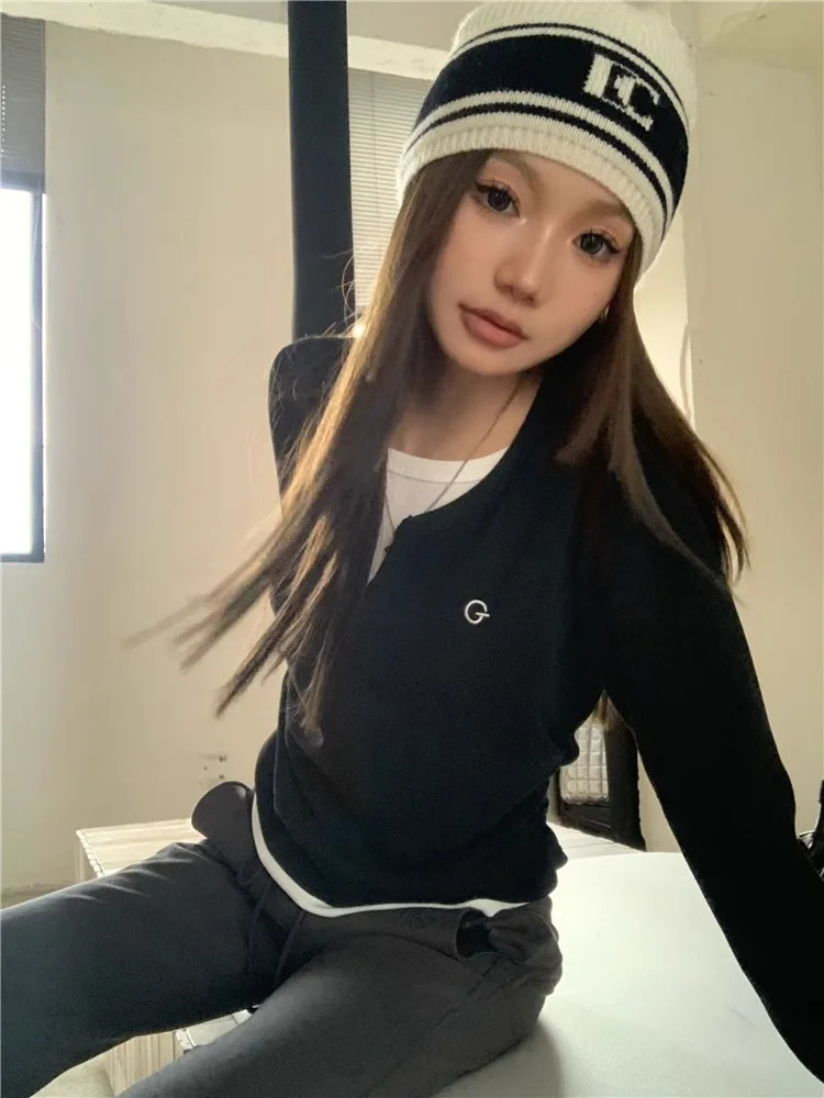 Womens Tshirt two piece long sleeved for autumn and winter slim fit slimming bottom top retro 250226