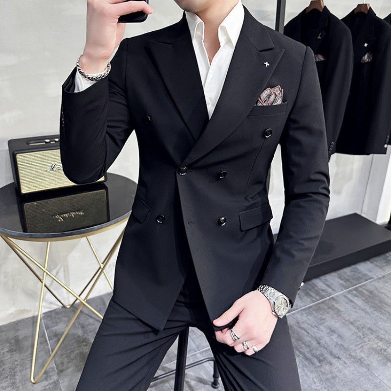 P227Stylish Groom and Best Man Wedding Attire Slim Fit Office Wear Suits