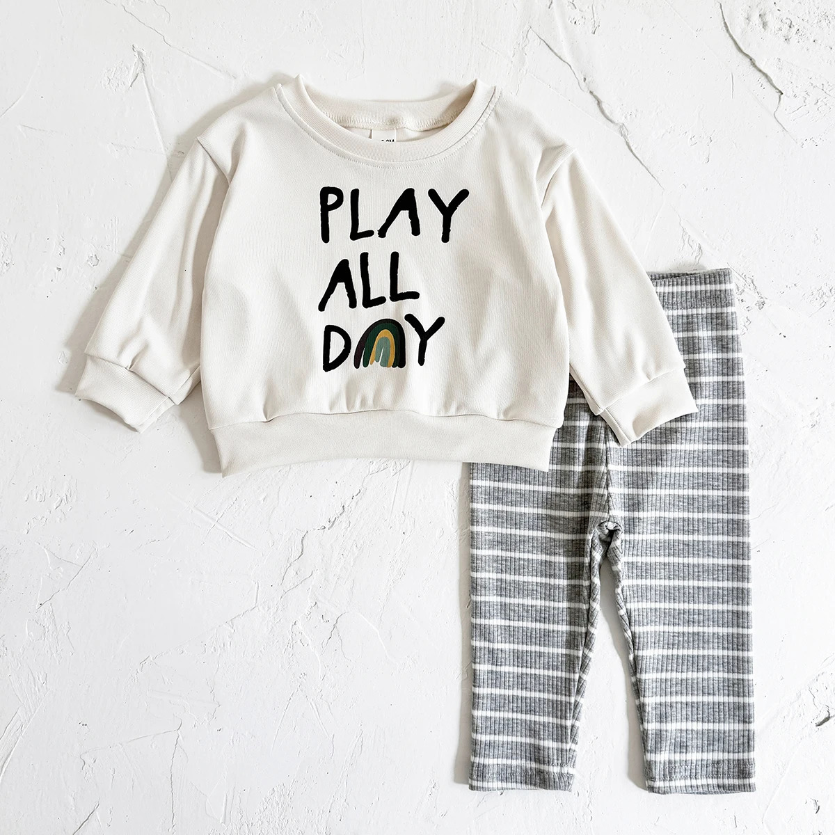 Baby Girl Clothing Sets Letter Print Pullover Infant Suit Boys Spring Autumn Long Sleeve TopBottom Stylish Toddler 2Pcs 250227