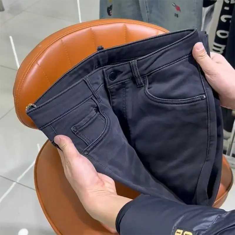 Fashion Korean Style Luxury Clothing Slim Black Designer Denim Jeans Men Smoke Gray Boyfriend Casual Streetwear Pencil Pants X250227