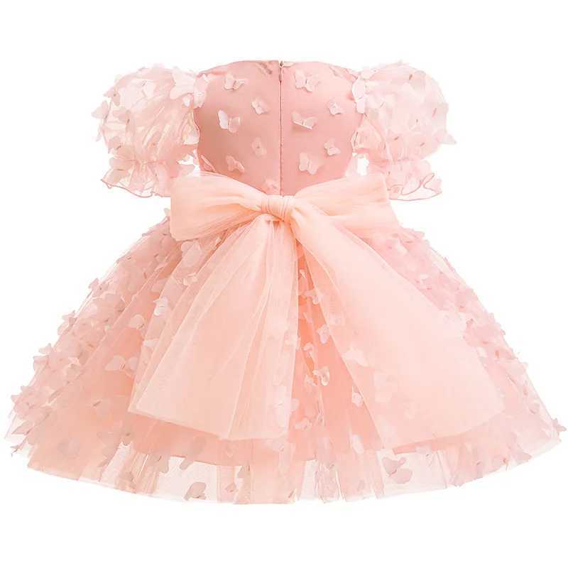 Girl's Dresses Baby girl princess summer dress 1-6 years old childrens casual clothing 3D butterfly cute party beautiful dress Y250227JFTJ