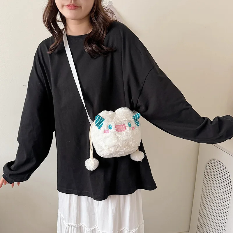 Ship from US Cartoon soft cute little monster childrens pleated bag balloon drag bucket girl cross body shoulder 250227FBB