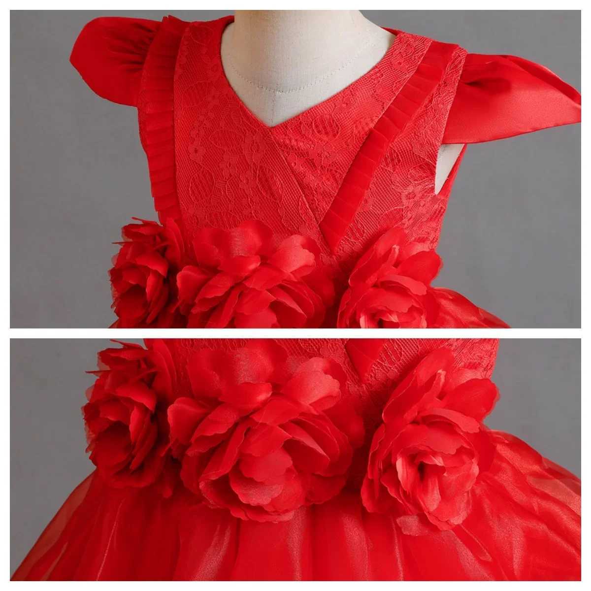 Girls Dresses 2024 elegant and luxurious birthday baby princess dress for girls childrens party holiday dress for children aged 5 to 8 10 and 12 pink 
