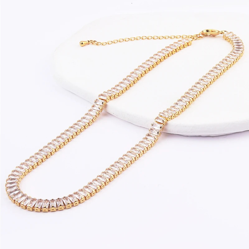 Wide CZ Tennis Choker Necklaces Women HipHop Iced Out AA Cubic Zirconia Gold Color Crystal Chain Female Jewelry on The Neck 250227