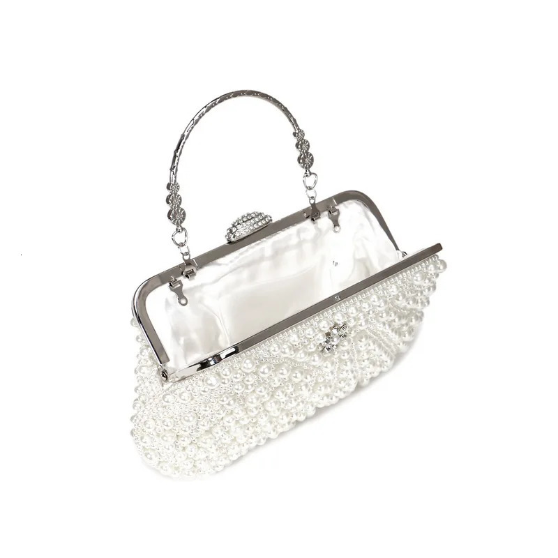 Bead womens evening bag embroidered shell flower diamond ball clutch pearl handbag with handle 250226