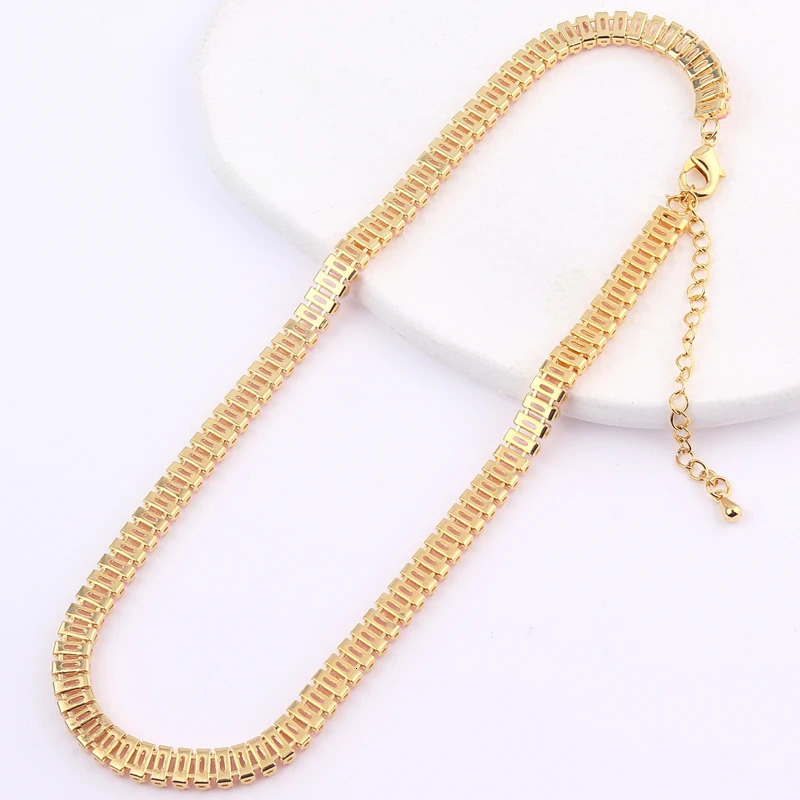 Wide CZ Tennis Choker Necklaces Women HipHop Iced Out AA Cubic Zirconia Gold Color Crystal Chain Female Jewelry on The Neck 250227
