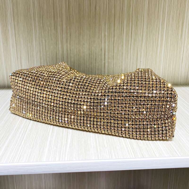 Shiny Rhies Evening Clutch Party Wrist Bags For Women Designer Handbag And Purse 2024 New In Fashion Chain Shoulder