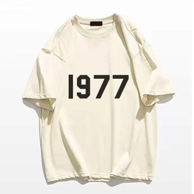 Korea y Cotton Printing Shirts 1977 Mens Womens Child Trend Streetwear Short Sleeve Fashion Crew Neck Shirt Boy Girl 250226