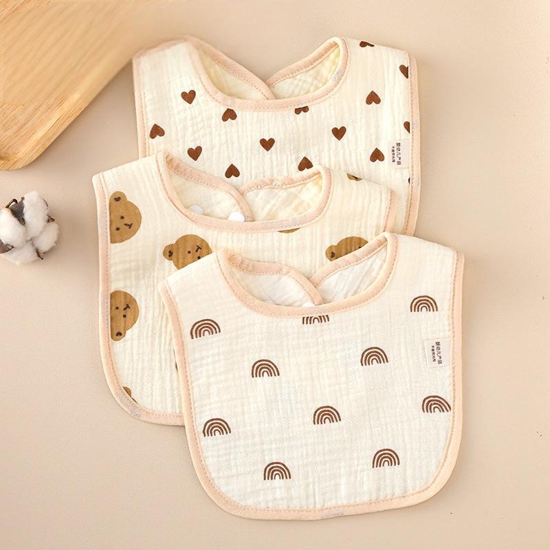 Baby Bibs 6 Layer Pure Cotton Gauze Drool Towel Newborn U-Shaped Bandana Feeding Burp Cloth Anti Spilting Milk