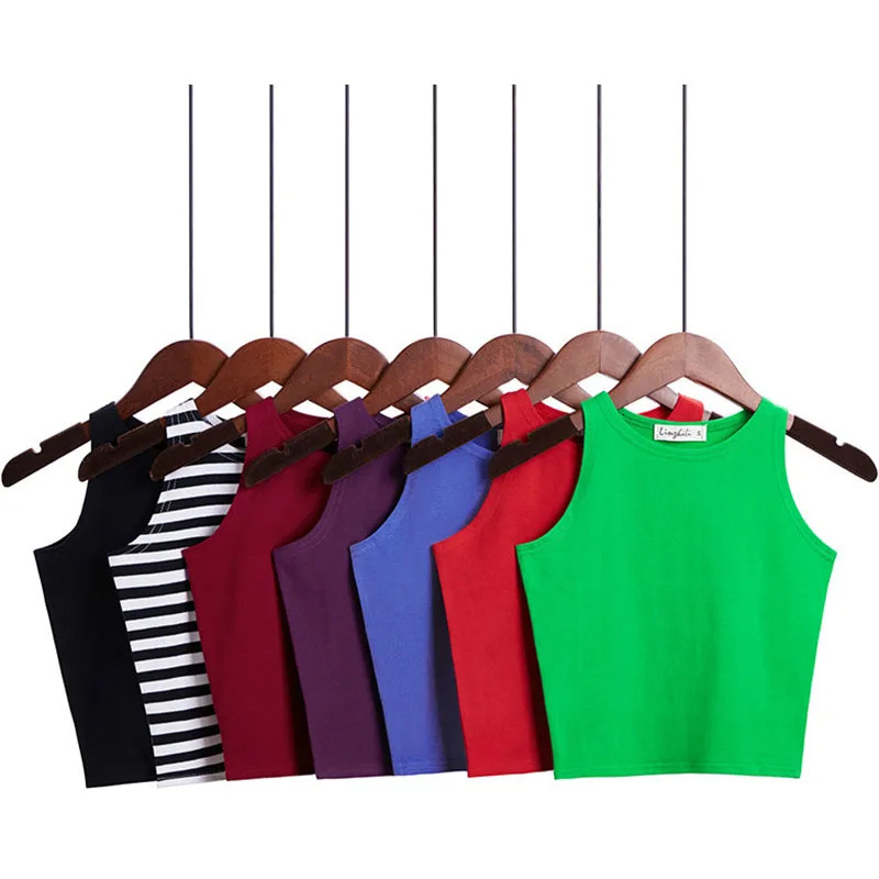 Fashion 2024 Women Sexy Cotton Crop Top Bustier Multicolor Sleeveless Cropped Blouses Vest Tank Camisole 14 Colors 250224Z