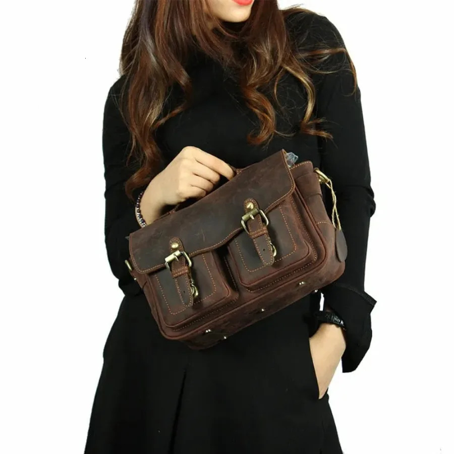 Ship from US Leather Camera Bag Crossbody Vintage Messenger for Pography 250227FBB