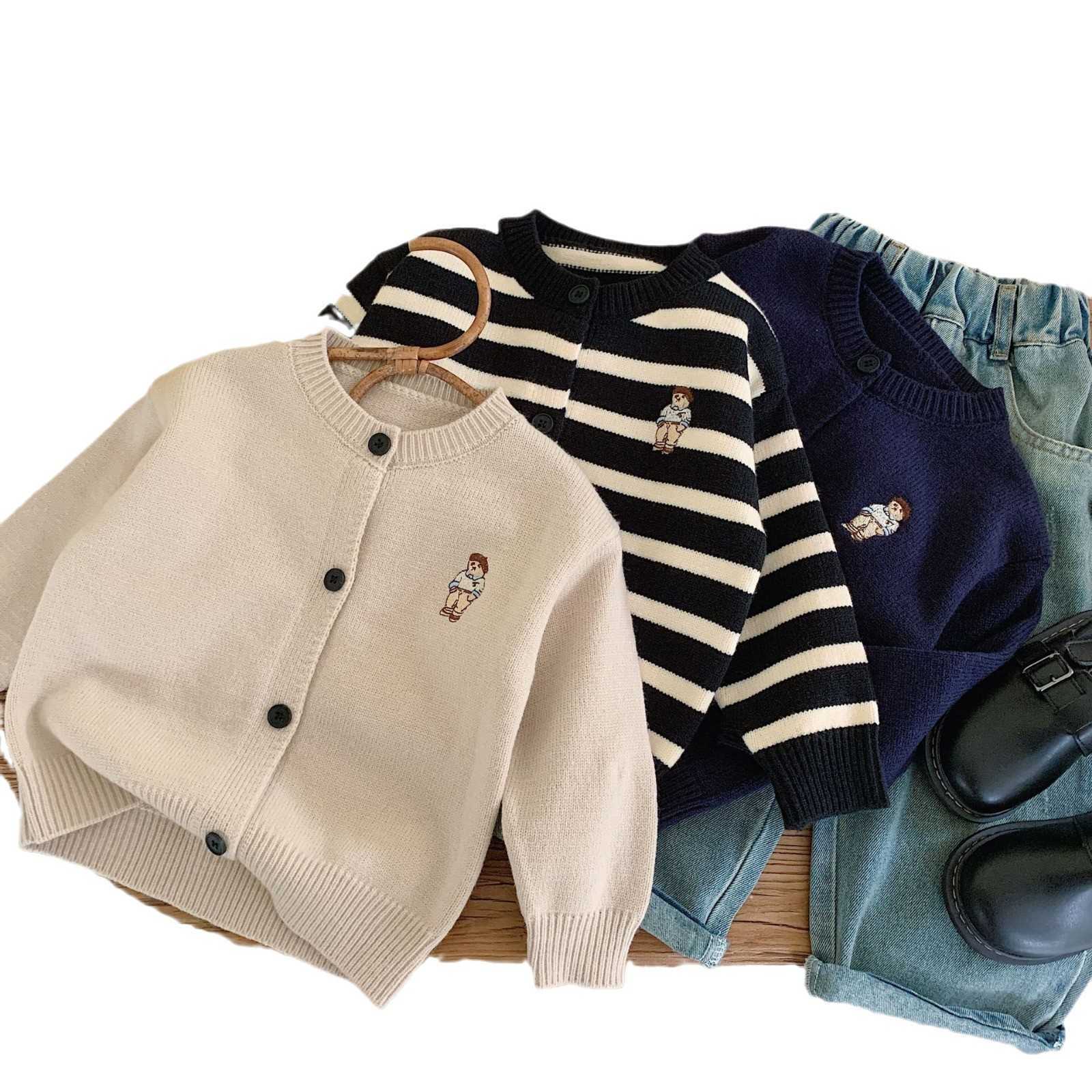 Pullover 2025 Childrens Spring and Autumn New Top Fashionable Boys Western Style Coat Spring and Autumn Trendy Boys Baby Knitted ClothesY250227P1N0