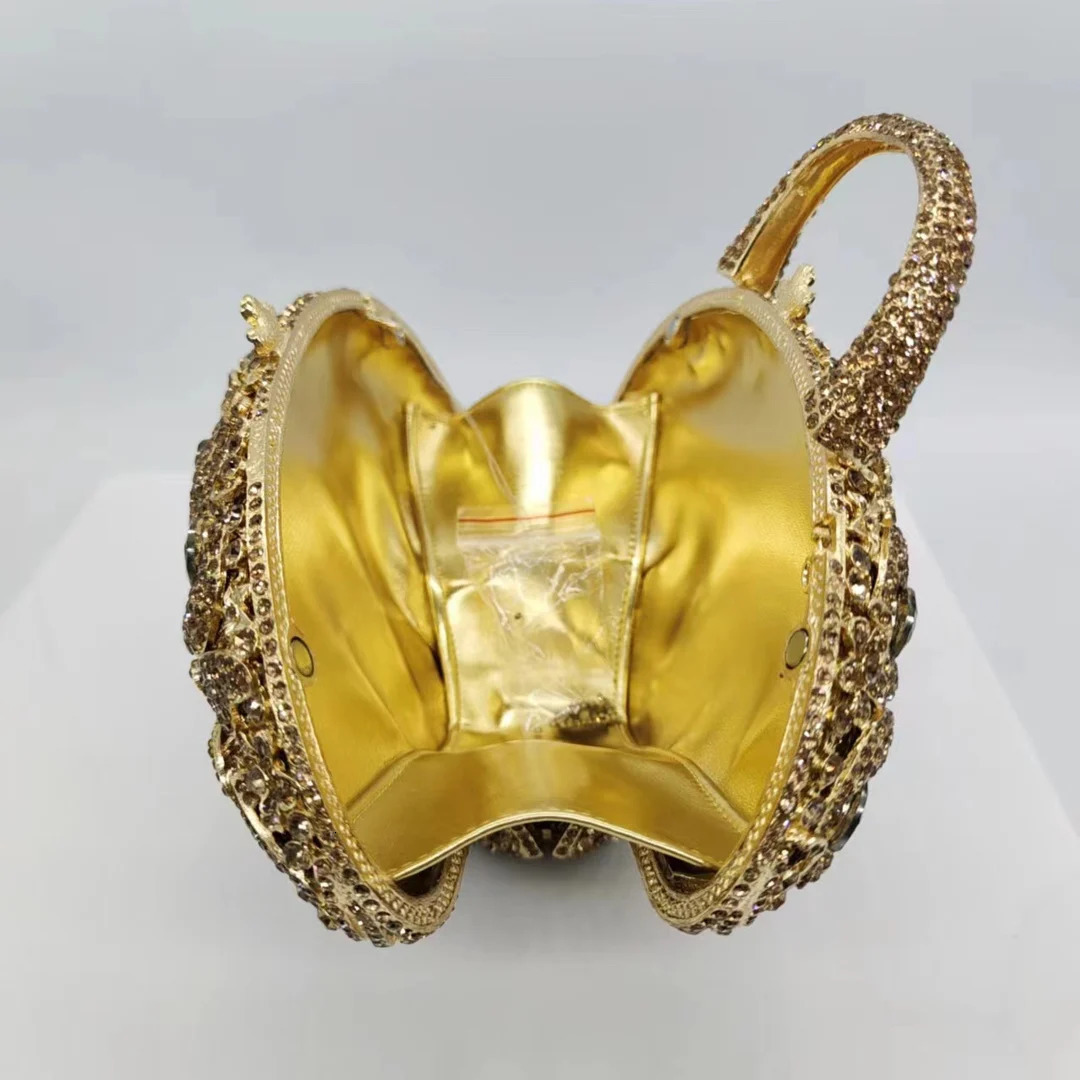 Flower Basket Diamond Dinner Bag Metal Hollow HandHeld Rhinestone Womens Banquet Clutch Purse Crystal Vintage Handbags 250226