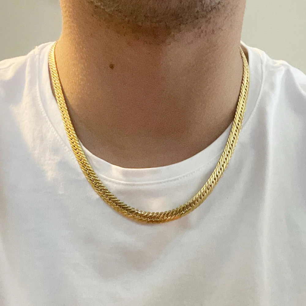Male Hiphop Thick Gold Chain Link Necklace Snake Gold Chains Gold-Color Hiphop Chain Men Jewelry Wholesale 250227
