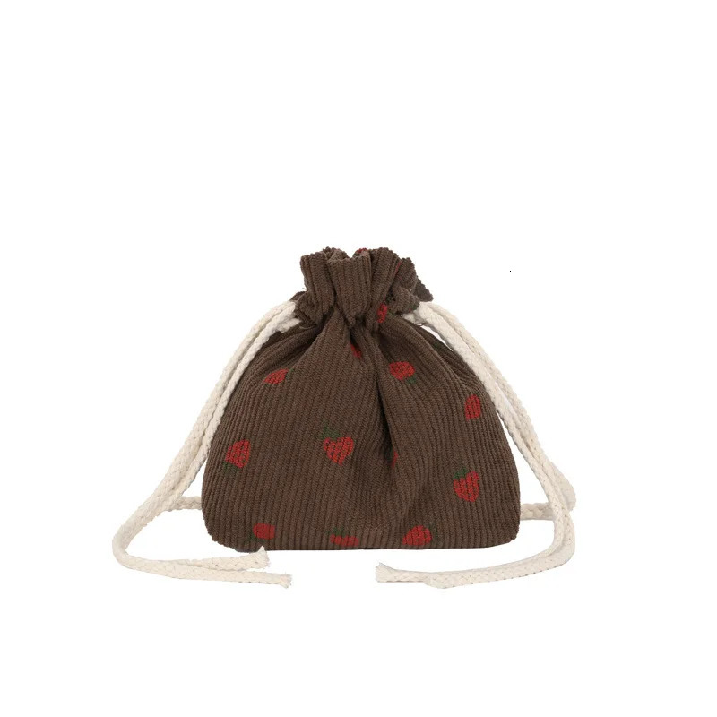 Ship from US Cute Strawberry Bag for Women Fashionable Corduroy Bucket Simple Small Fresh Single Shoulder Crossbody Trendy 250227FBB