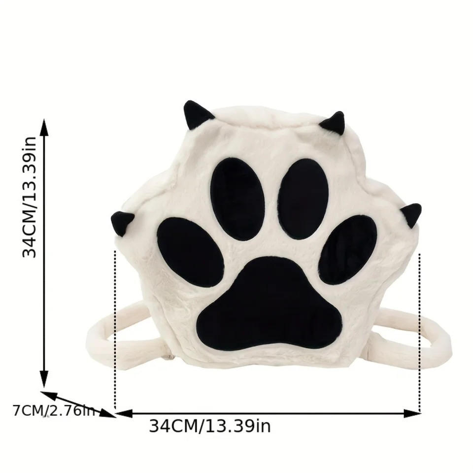 Ship from US Chic Cat Paw Backpack with Removable Strap Secure Zip Cotton Material Adorable n! 250227FBB