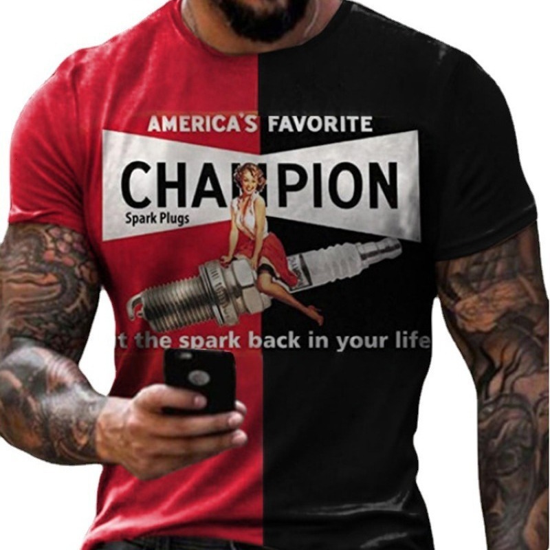 Designer 2025 New Casual Round Neck Short Sleeved Digital Printed Slim Fit Pullover For Men's T-shirt