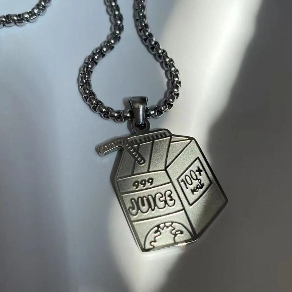 Exquisite Stainless Steel Juice Cup Pendant Necklace Personality Hip Hop Necklace Hoodie Accessories Fashion Jewelry for Couples 250227