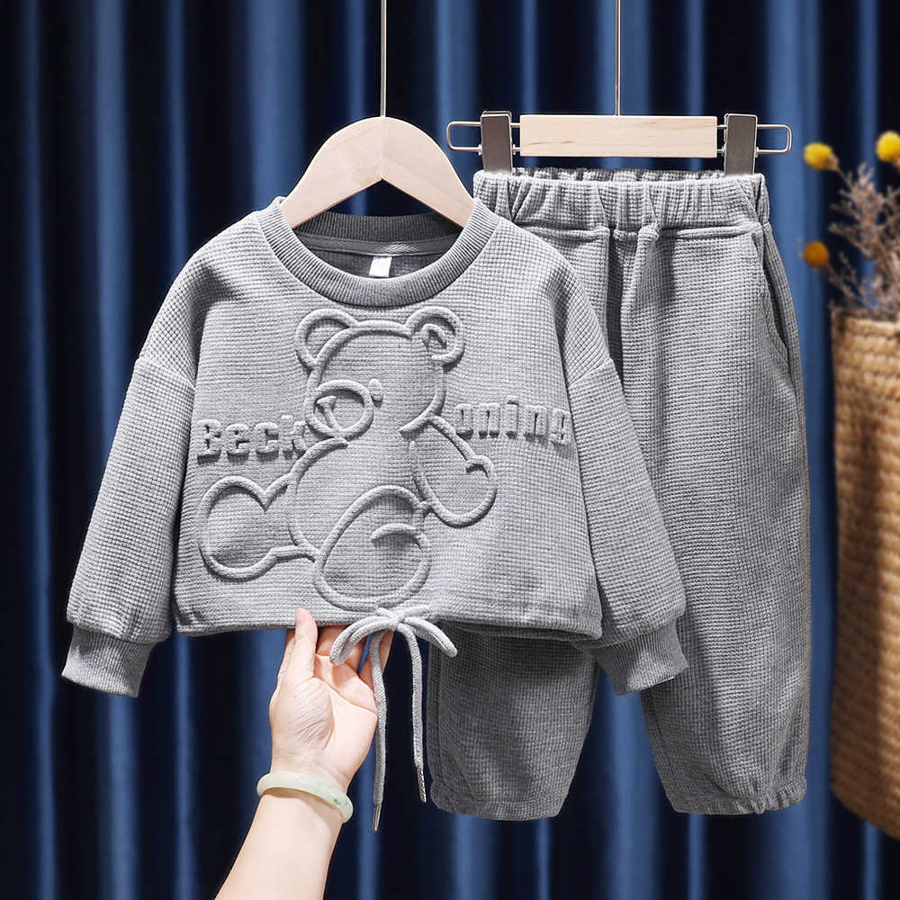 Clothing Sets Boys and Girls Korean Set 2025New Autumn Fashion Baby Set Head Hoodie Explosion Street Two Piece SetY2502272U2T