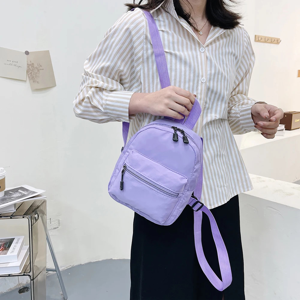 Ship from US Fashion Women Mini Backpack Solid Color Quality Small Backpacks Simple Casual Student schoolbag Bookbags Travel 250228FBB