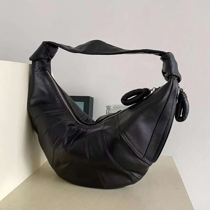 Genuine Leather Sheepskin Bags For Women Designer Handbags Purses 2024 New In Vintage Large Capacity Croissant Shoulder