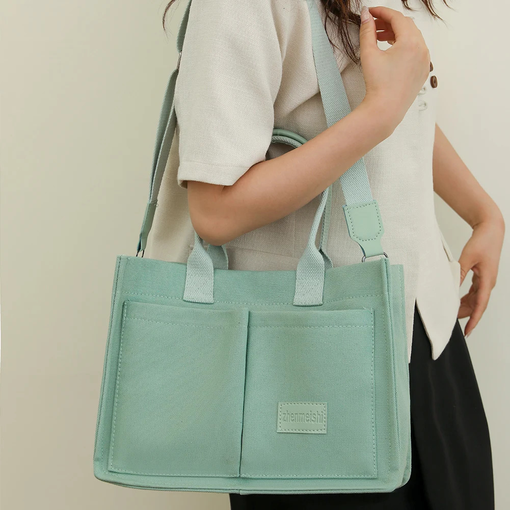 Ship from US Large Capacity Canvas Tote Bags for Women Work Commuting Carrying Bag College Style Student Outfit Book Shoulder Shopper 250227FBB