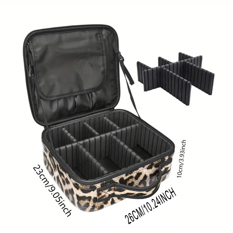 Ship from US AIMEI Extra Large Cosmetic Bag Vanity Case Makeup storage bag and Organizer Leopard print model With mirror Size S Mini 250227FBB