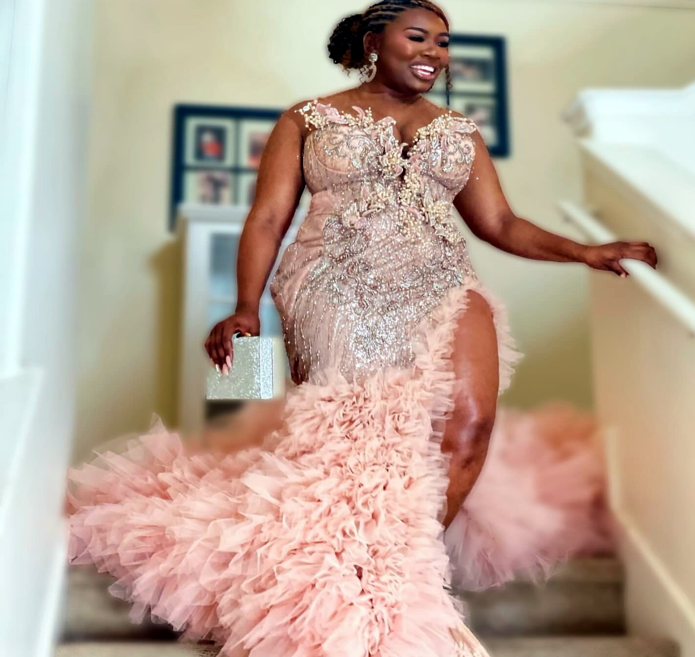Ebi Aso Mermaid Pink Prom Dresses Illusion Lace Beaded Rals Evening Formal Party Second Birthday Engagement Gowns Plus Size Dress For Special