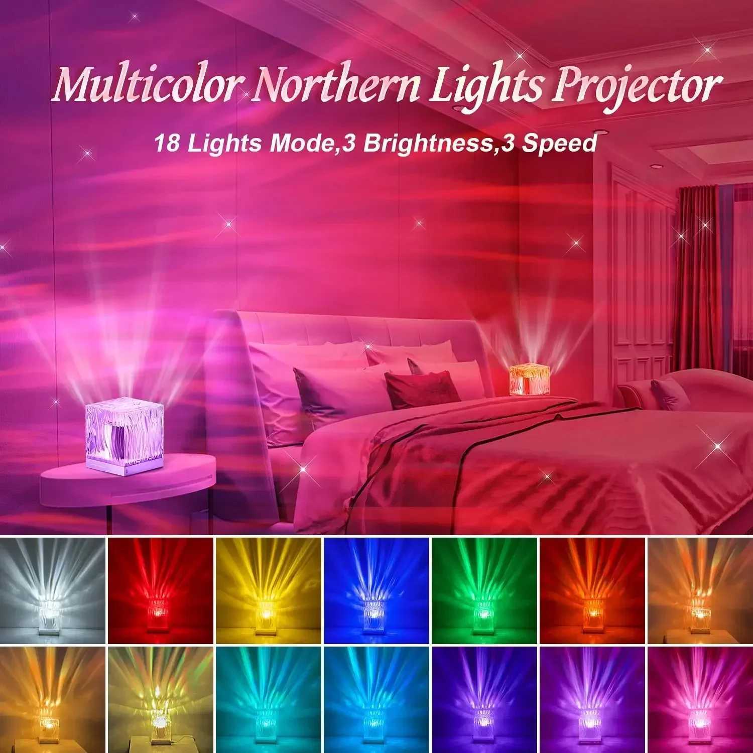 Star Projector Night Lamp Dynamic Rotating Water Ripple Flame Crystal Lamp for Ambient Lighting in Living Rooms and Bedrooms S25627