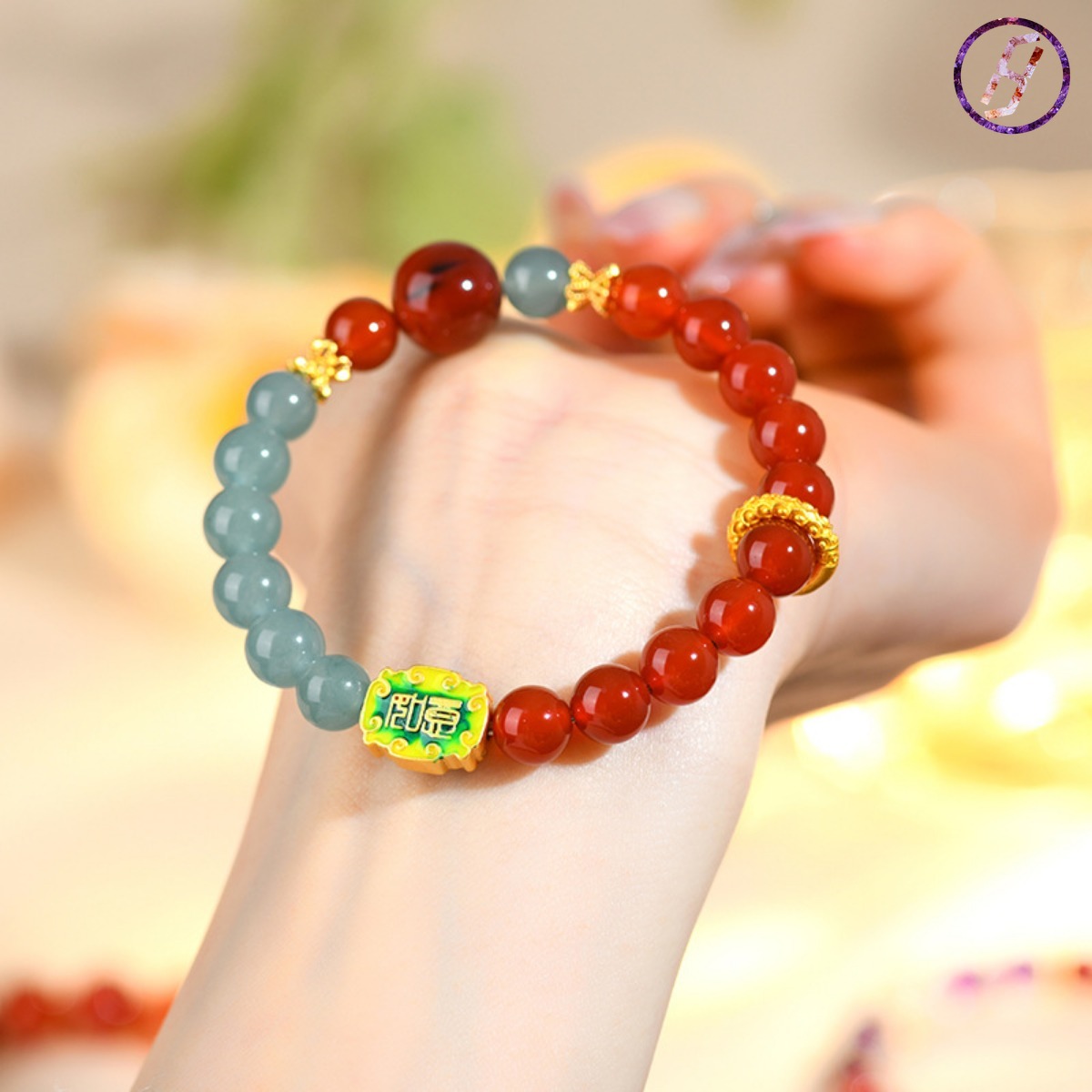 2025 New Network Hit "Nezha 2" Series A Variety of Original Bracelets Natural Crystal Green Chalcedony Red Agate Crystal Women's Bracel