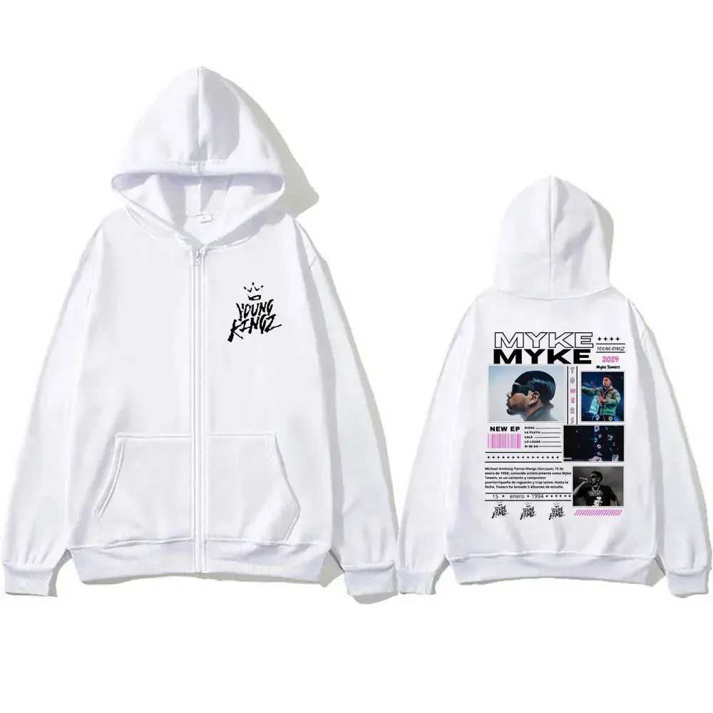 Rapper Myke Towers Graphic Zipper Hoodie Men Women Hip Hop Oversized Zip Up Hoodies Mens Flce Cotton Zip Up Jacket Sweatshirt X250227 L251018IYCB