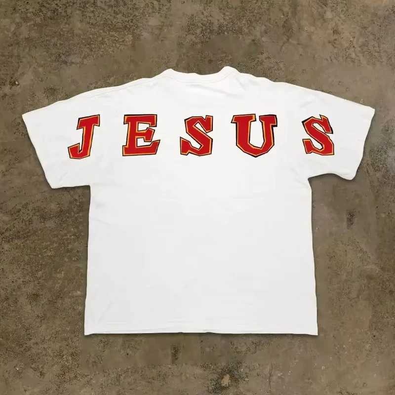 Men's T-Shirts JESUS Printed Mens T-Shirt Cotton Casual O-Neck Short Sleeve Womens Streetwear Hip hop Style Oversize High Quality Tees Tops J250226