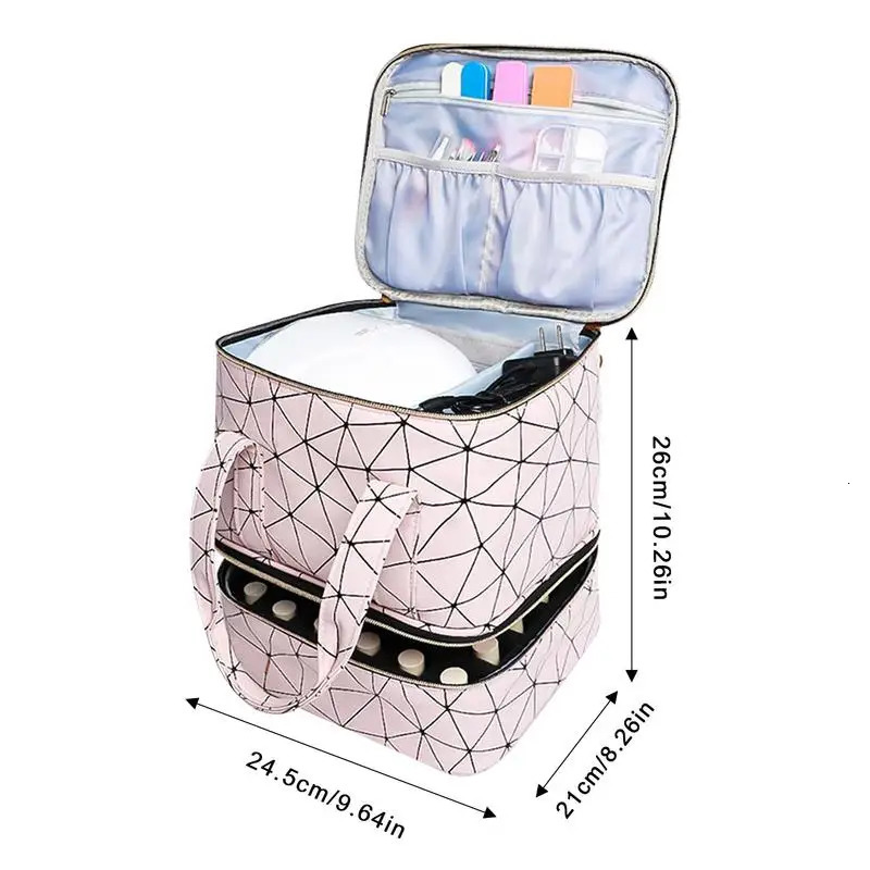 Ship from US Essential Oil Bag Portable Nail Polish Storage Makeup Cases Organizer Cosmetic Handbag With Handle Layers For Travel 250227FBB