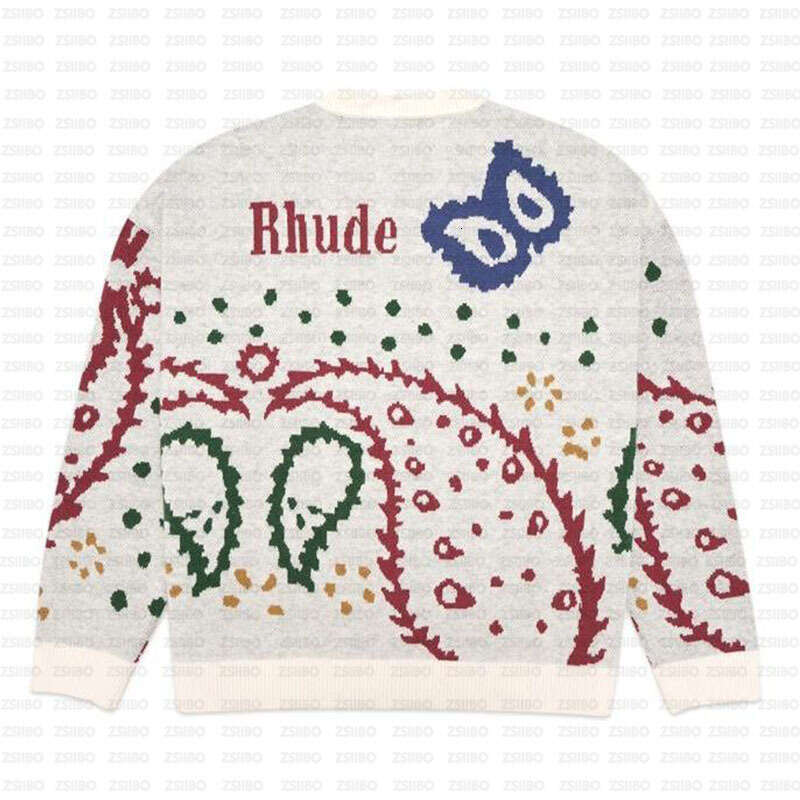 Harajuku High Street dopamine casual personality cartoon pattern jacquard loose round neck top pullover sweater