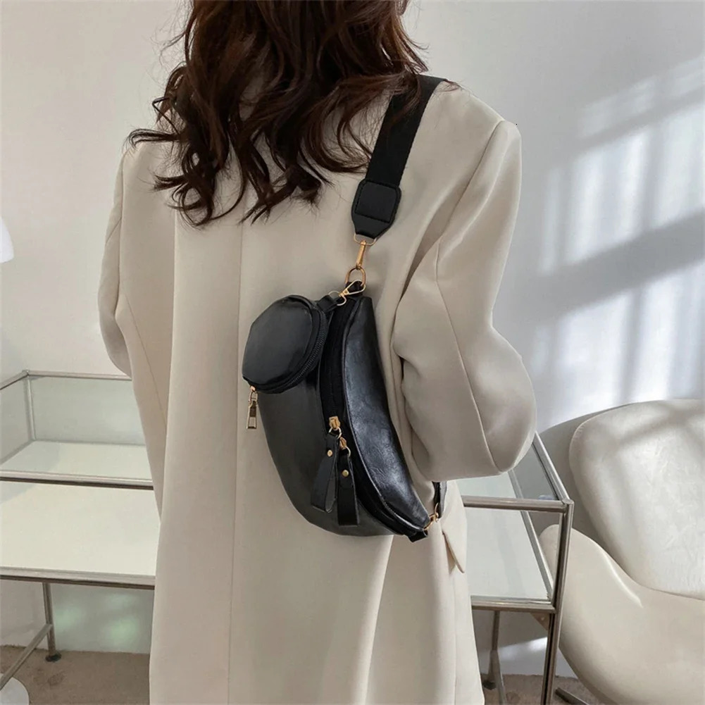 Ship from US Womens Chest Bag y PU Leather Waist Fashion Female Shoulder Crossbody Bags Outdoor Half Moon Belt Fanny Pack For Women 250227FBB