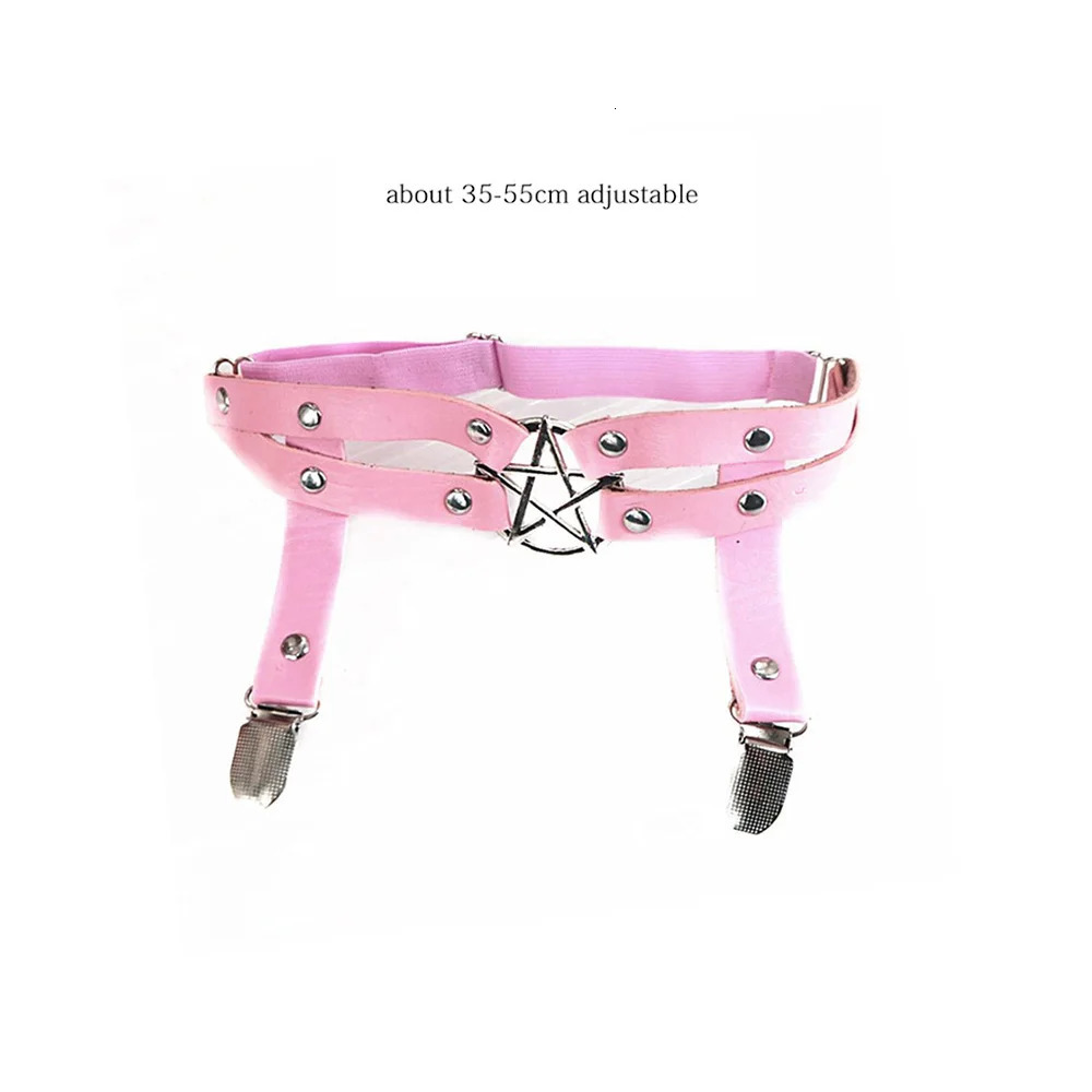 Women Rock Sexy Elastic Leather Belt Heart Leg Punk Thigh Garter Cosplay Spike Rivet Pink Gothic Thigh Ring Heart Garter 250227
