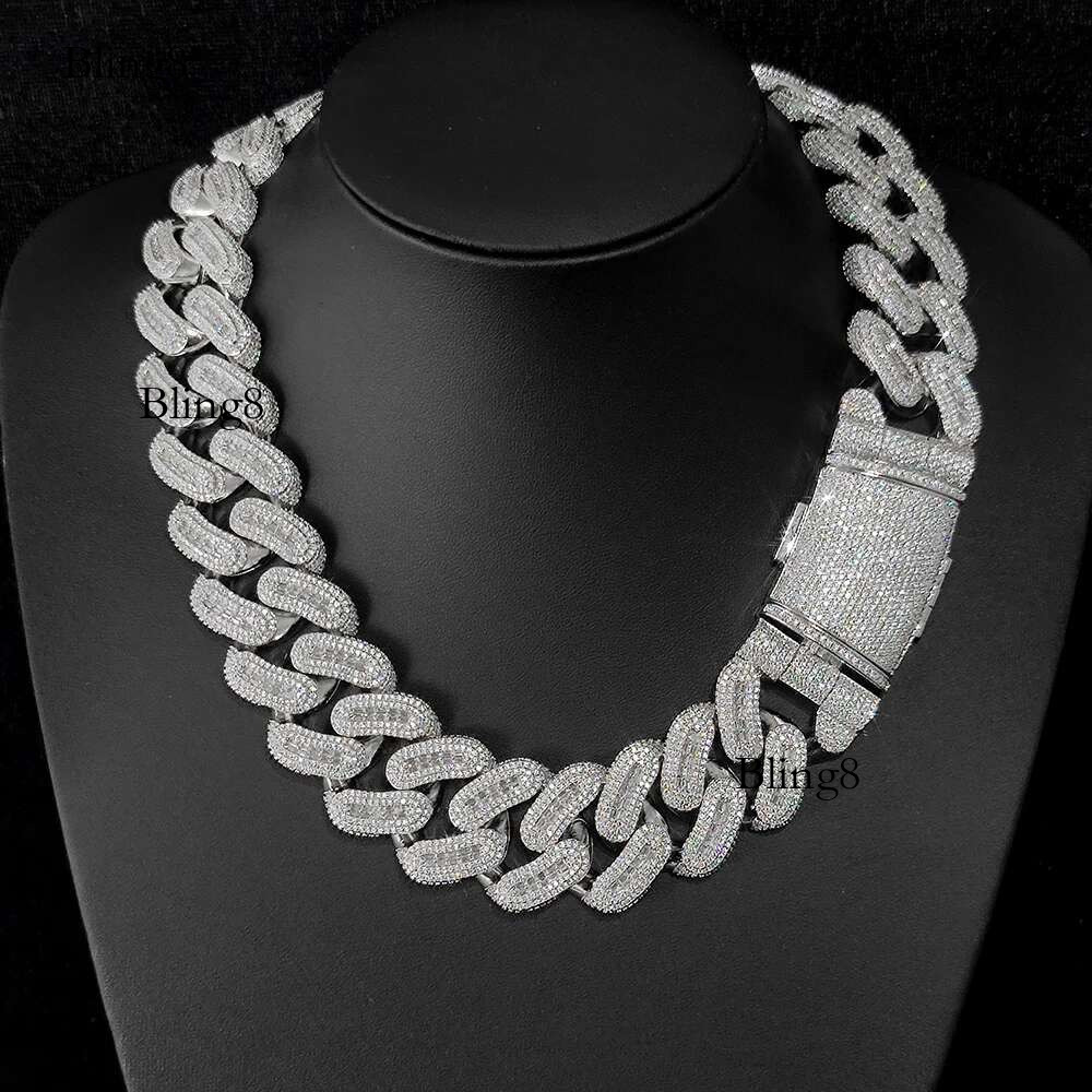 New Design Iced Out Hiphop Jewelry Baguette Dias Chain 29MM Mixed Inlay Thick heavy Cuban Necklace Men Party Gift