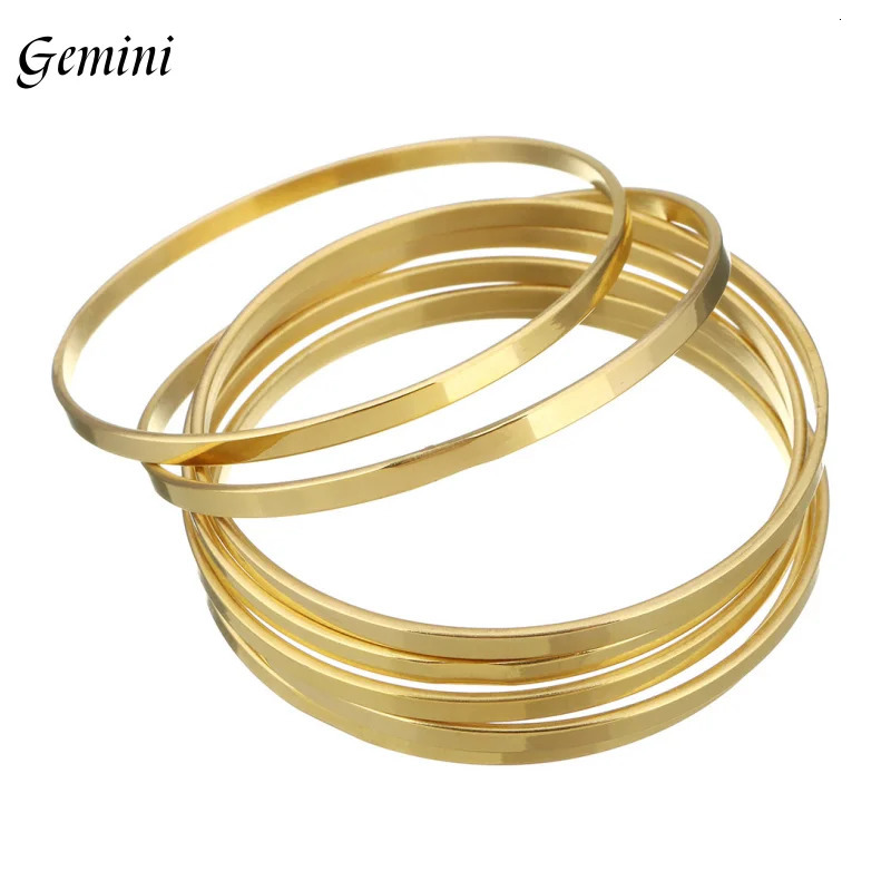 7PCs/Set Fashion Roman style Stainless Steel Bangle gold color Lover Charm Bracelet for Women Gold Wide Cuff Bangle 250227