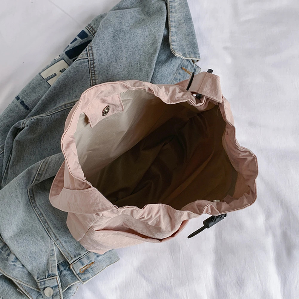 Ship from US Fashion Nylon Drawstring Bucket Bag Travel Casual Shoulder Basic Sport Style Large Commuting 250227FBB