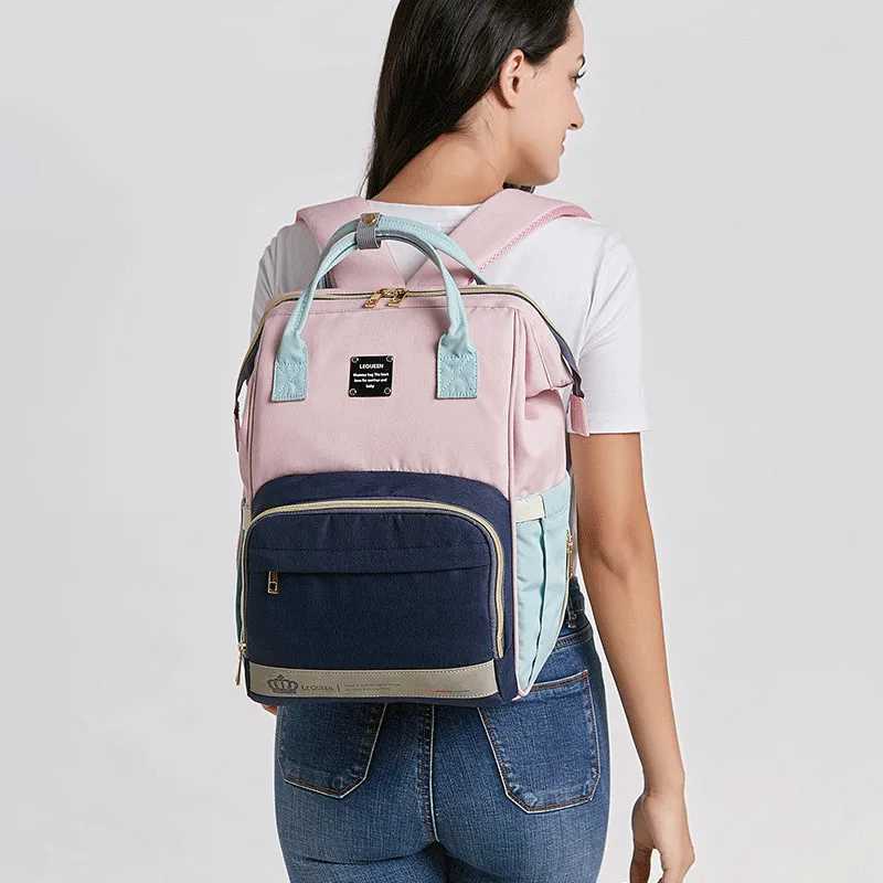 Diaper Bags Lequeen Fashion Mummy Maternity Nappy Bag Brand Large Capacity Baby Bag Travel Backpack Designer Nursing Bag for Baby Care Y250227XAP2