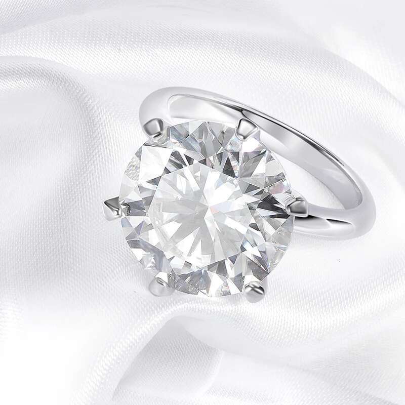 Smyoue 10CT 14mm GRA Real Moissanite Engagement Ring for Women Classic Bride Lab Dia promise Band Sterg Sier