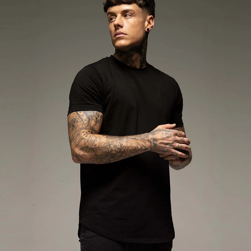 Plain Summer Workout Gym T-Shirt Mens Cotton Short Sleeves T Shirt Casual Tee Tops O-neck Streetwear Fashion Sports Clothing 250227