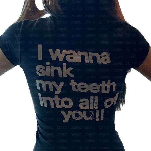 New spring summer personalized street casual sexy slim fit letter print black white versatile short sleeved T-shirt for men and women