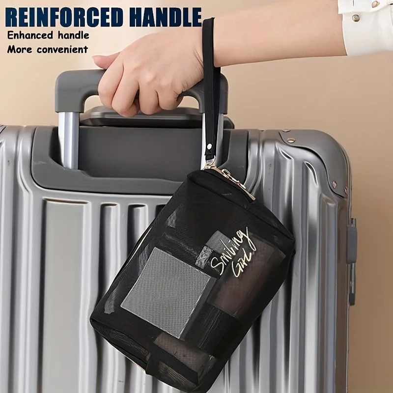 Ship from US 5pcsset Make Up Bag Travel Cosmetic Organizer Transparent Black Mesh Pouch Makeup 250227FBB