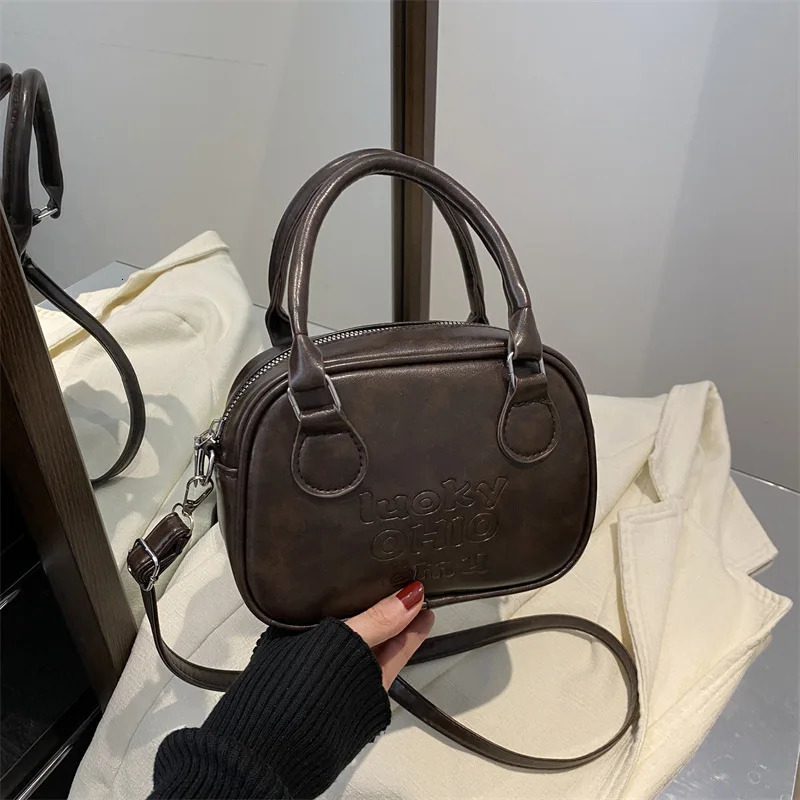 Ship from US Womens Bag Large Capacity Korean Fashion Texture Single Shoulder Crossbody Casual Retro Solid Color Handbag 250227FBB