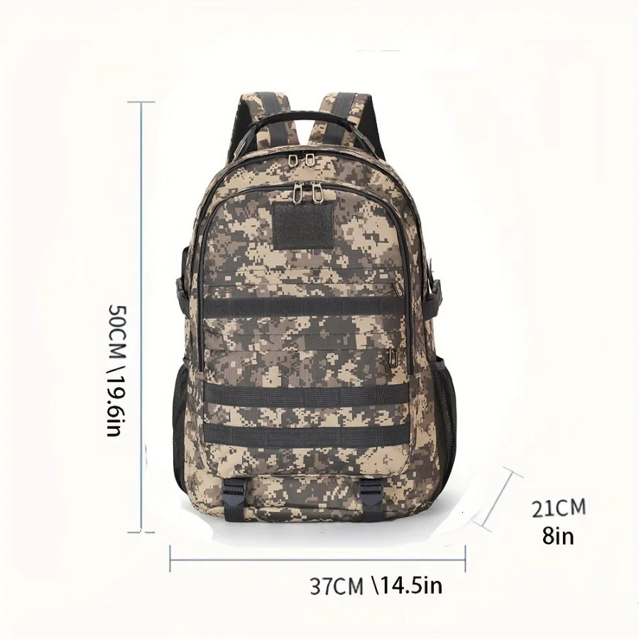 Ship from US Camouflage Hiking Backpack Men Large Capacity Waterproof Oxford Cloth Travel Bag 250227FBB